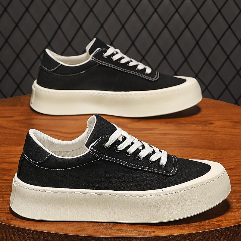 Summer men's shoes 2025 new platform fashion casual shoes versatile canvas shoes non-slip wear-resistant breathable men's board shoes
