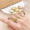Classic Colorful Enamel Flower Rings Hollow Out Gold Plated Ring Vintage Geometric Rings Female