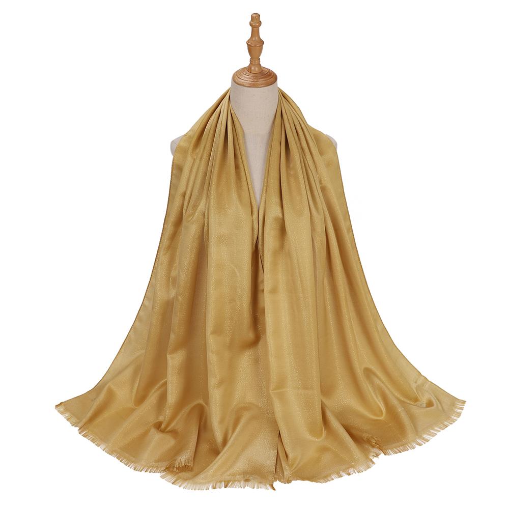 Women Plain Glitter Hijabs Scarf Gold Shimmer Muslim Long Wraps Shawls Hijab Scarves