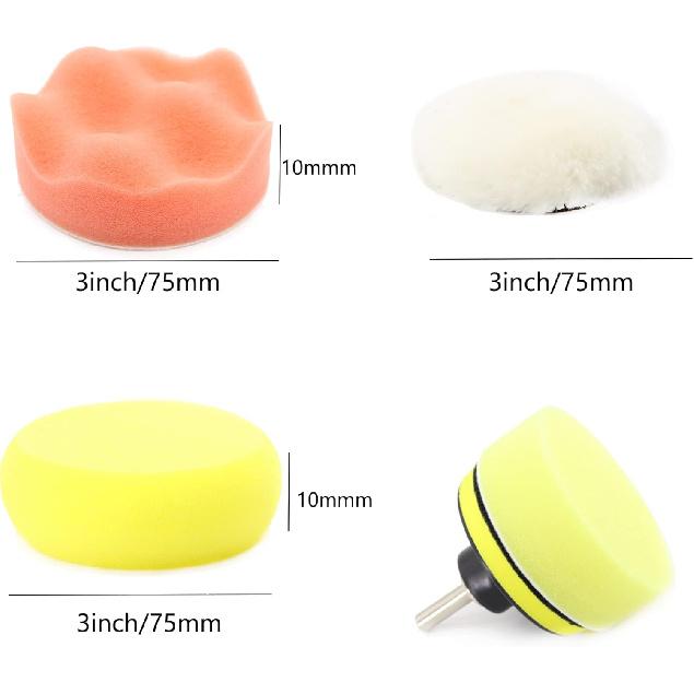 104PCS Car Headlight Restoration Kit - 3Inch Sanding Discs, Wool & Sponge Buffing Pads, Interface Pad For Car Washing, Cleaning, Waxing