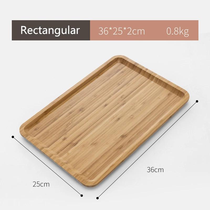 Japanese Style Bamboo Tea Tray Rectangular and Round Serving Trays Kitchen Platter Food Plate for Snacks Dessert and Breakfast