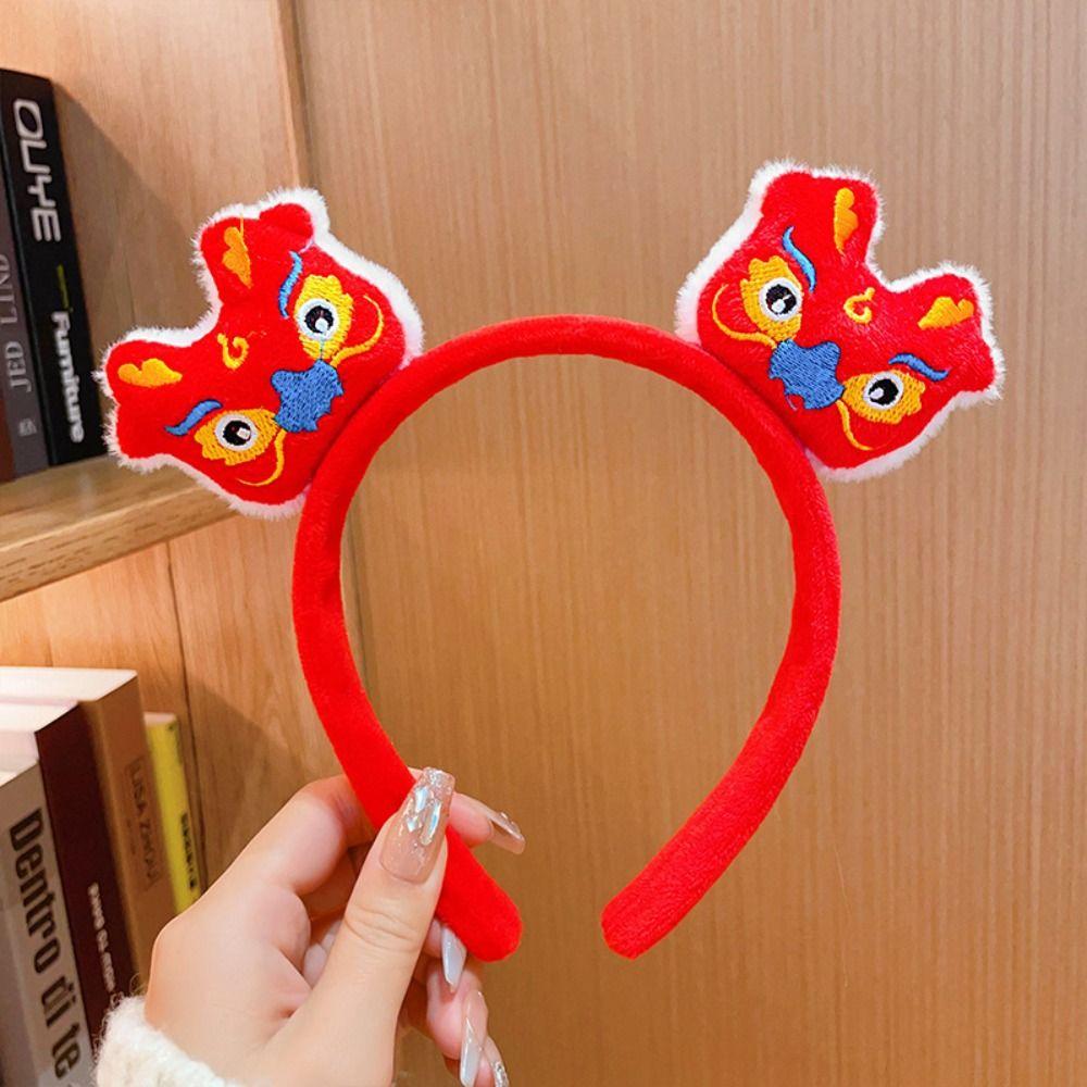 Red Hairband 2024 Happy New Year Headband Lion Dance New Year Headdress  New Year Gift