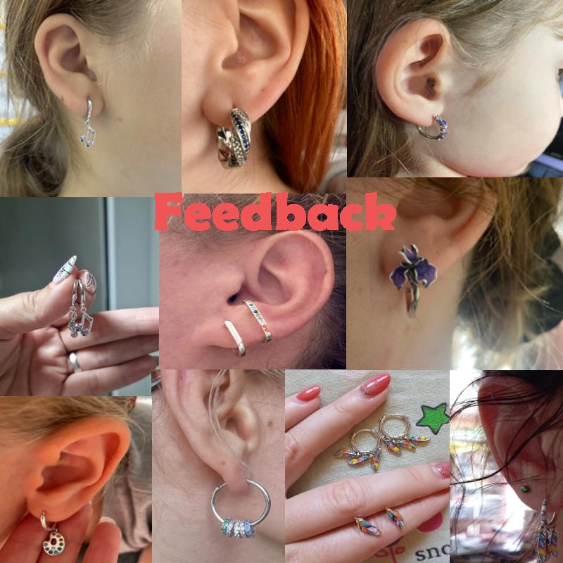 925 Silver Hoop Earring Moon Sun Earring Pendent Zircon Heart Shape Star Eardrop For Women Girl Making Jewelry