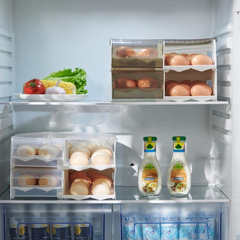 U Shape Refrigerator Eggs Holders With Rolling Design 2 Layer Clear Kitchen Storage For Holders And Restaurant