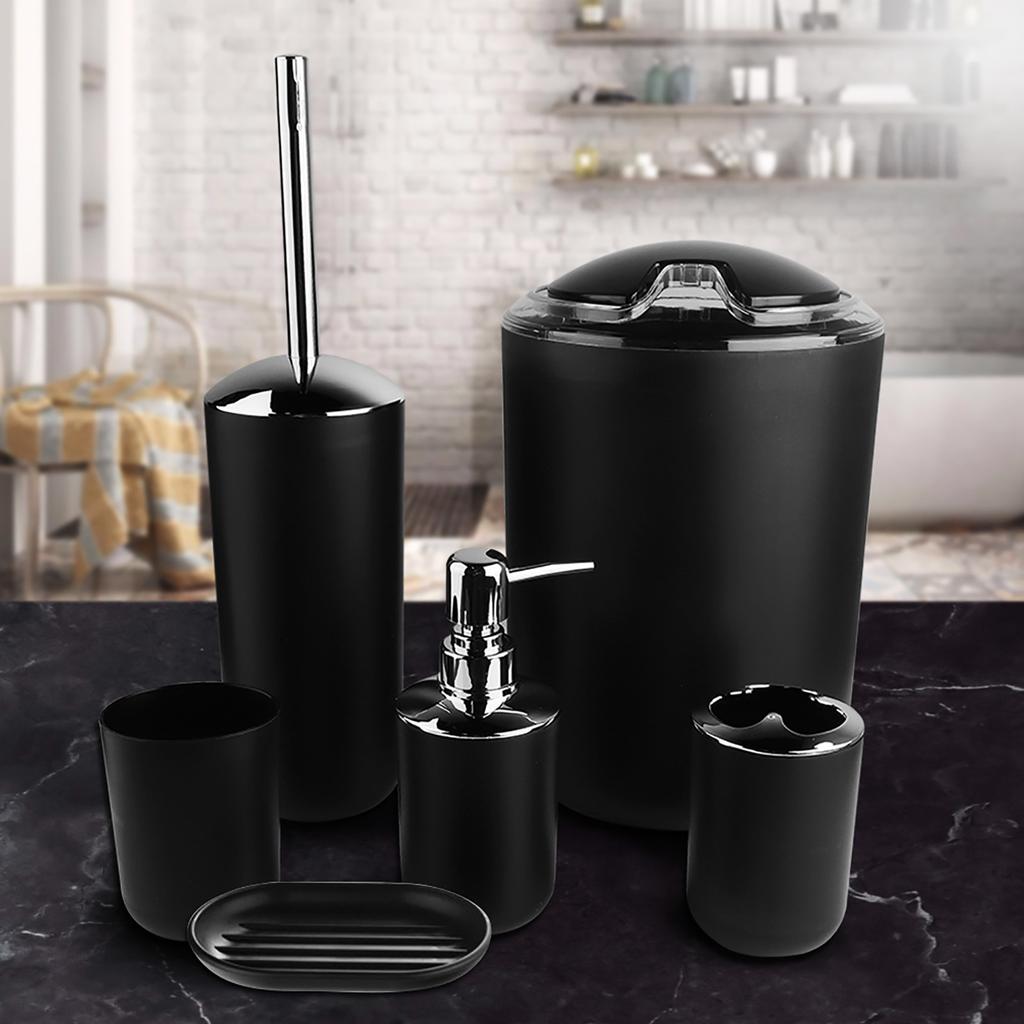 6pcsCelsiusset Bathroom Accessories Set  Toothbrush Holder,Trash Can,Soap Dispenser (White)
