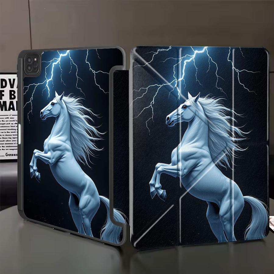

Чехол для планшета для iPad Mini 6 7 Pro 2025 Pro 11-го 10-го 9-го 8-го 7-го 12,9 дюйма Air 4 5 M3 M2 1 2 M4 11 дюймов Держатель Чехол Белая Лошадь iPad Mini 6 8.3