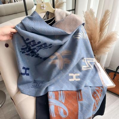 Scarf Lady H Big Brand Autumn And Winter Warm Double-Sided Scarf Air Conditioner Blanket Shawl