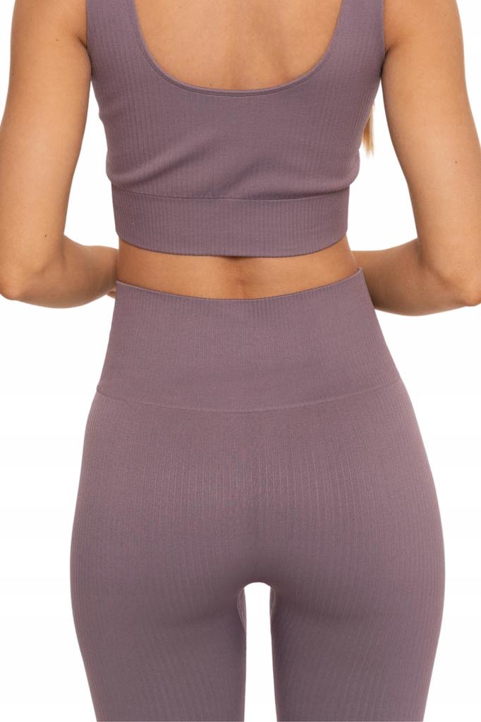 Women's Ribbed Sports Leggings with High Waist Training MORAJ VIOLET L/XL