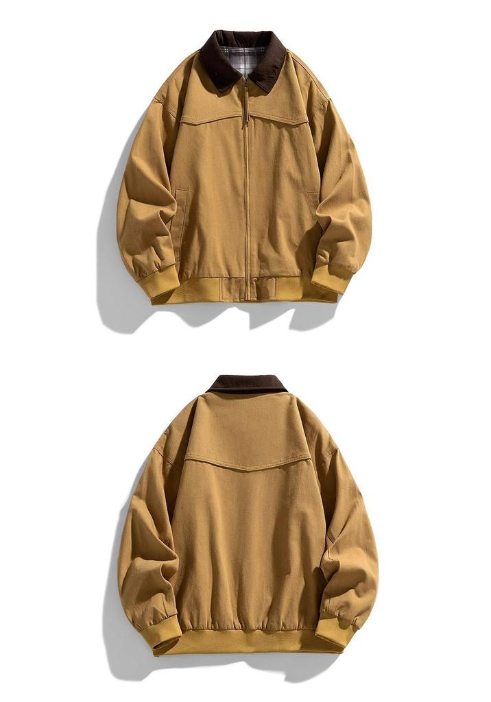 Men's Retro Lapel Workwear Jacket - Spring/Autumn Loose Fit Trendy Outerwear