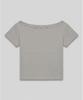 CHICKS Eyelet One-Shoulder Slim Short Sleeve Dark Beige