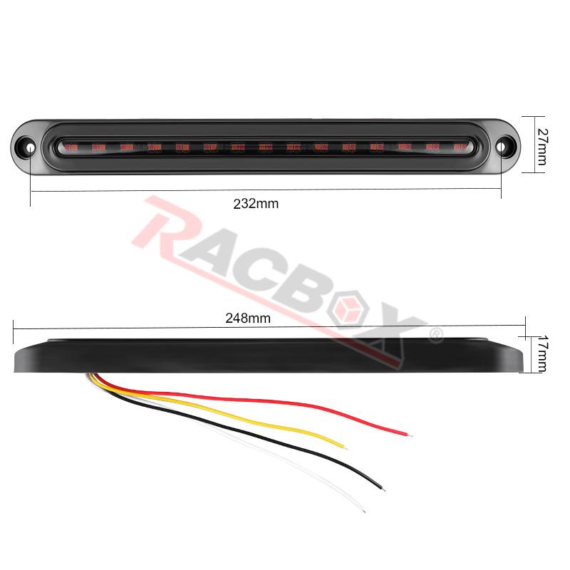 2pcs 15 LED Trailer Tail Light Bar Stop Brake Turn Signal Light Sequential Strobe LED Strip Lamp Smoked Lens Pickup Truck RV UTV