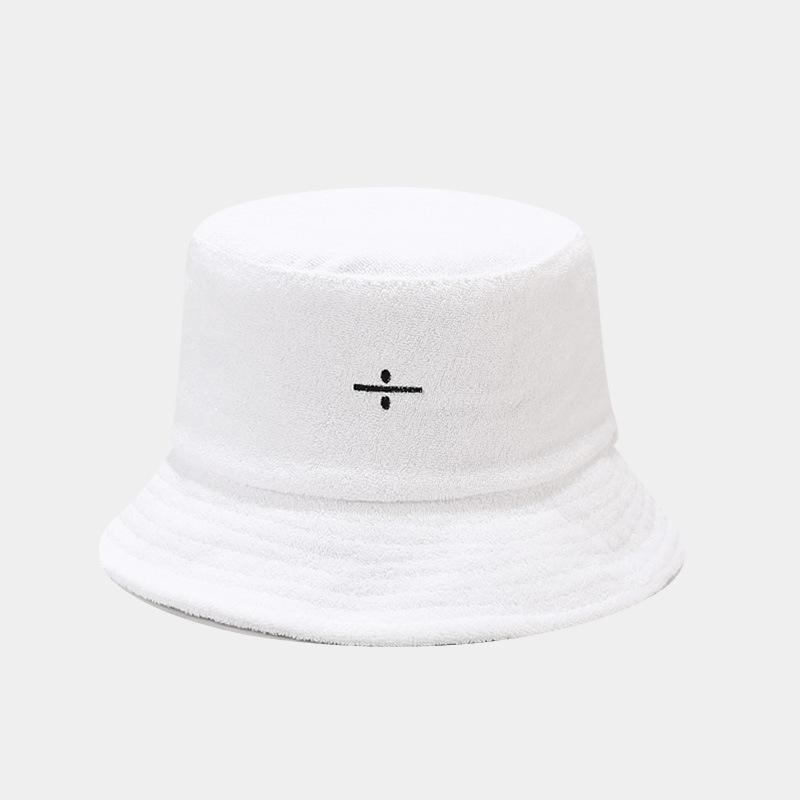 Korean Version of the New Towel Material Bucket Hat Symbol Embroidery Internet Celebrity Foldable Basin Hat Spring and Autumn Outdoor Visor Hat Chil