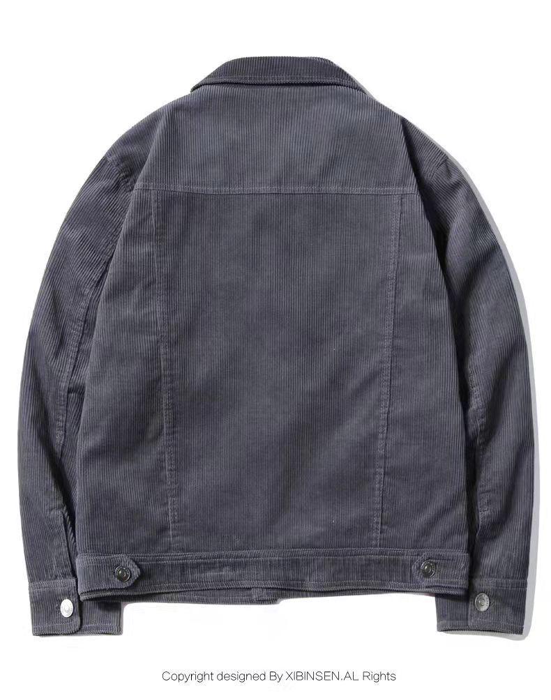Men's Retro Corduroy Lapel Jacket - Spring/Autumn Casual Workwear, Loose Fit Pure Cotton