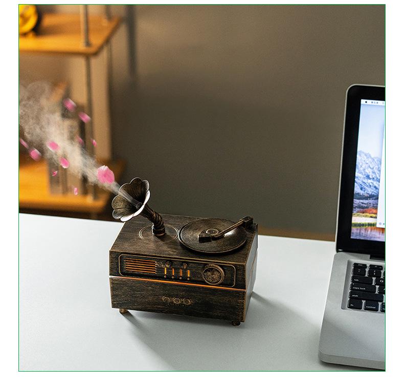 Retro-Grammophon Bluetooth Aroma-Diffusor & Lautsprecher - Stilles Geschenk für Zuhause, Kosmetikstudio oder Hotel