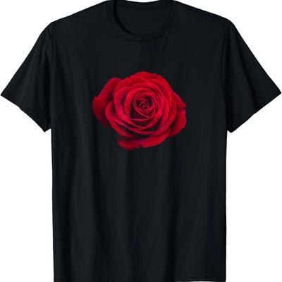 Vintage Rote Rose Blume T-Shirt