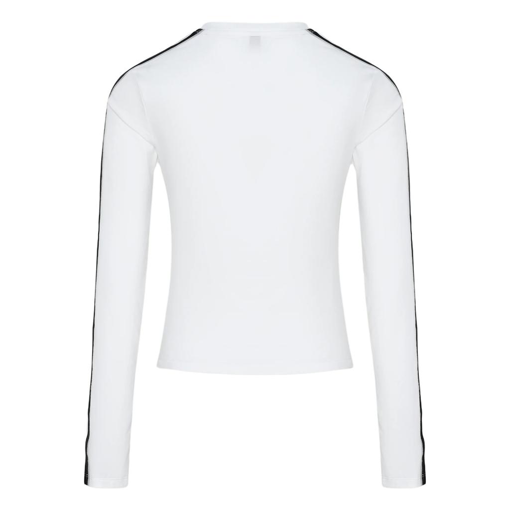 Adidas Slim Fit Striped Simple Comfortable Round Neck Pullover Long Sleeve T-Shirt Women Tops KZ1557
