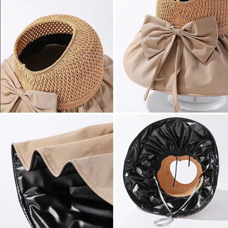 Sunscreen Hat Women's UV Protection Sun Hat Foldable Vinyl Bucket Hat Face Covering Seaside Large Brim Sun Hat