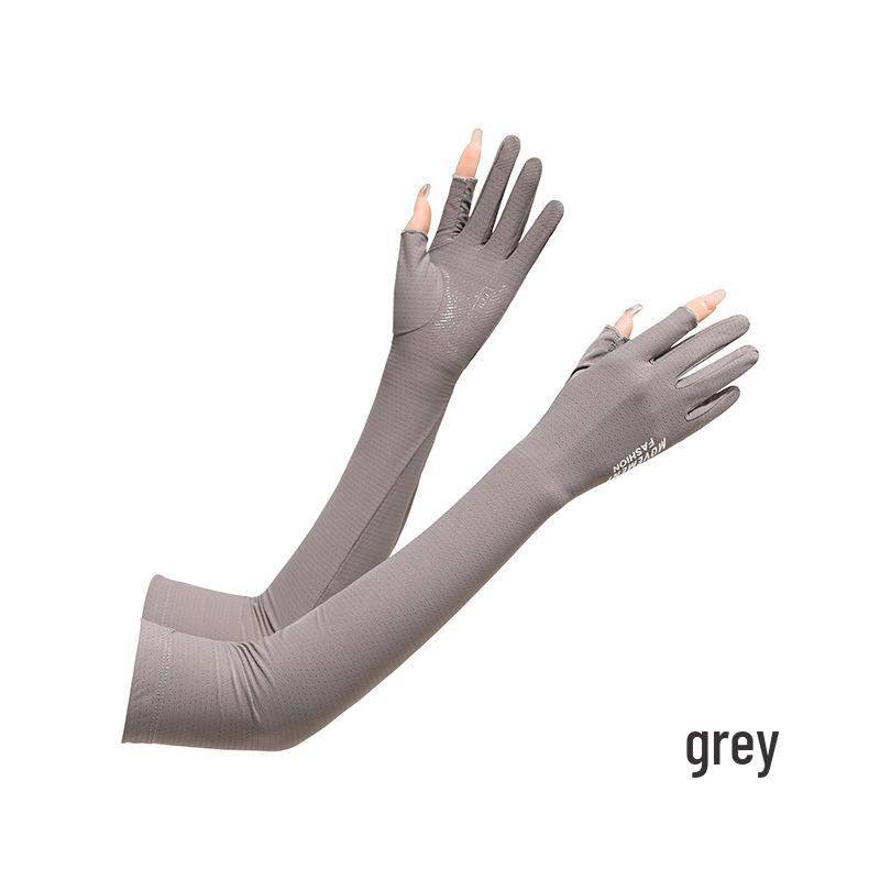 Unisex Elastic Ice Silk Sleeves for Summer Sun Protection - Non-Slip, Fingerless Design for Cycling, Hiking, and Outdoor Sports
