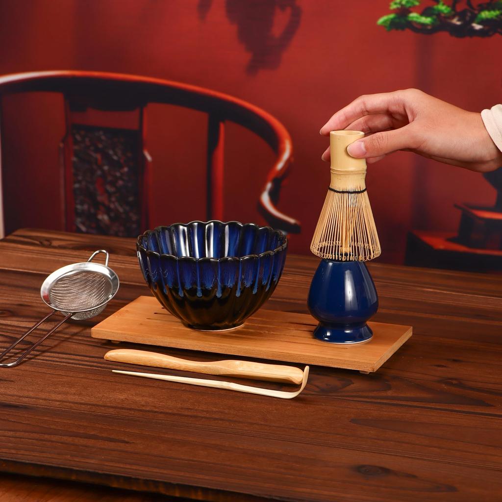 DiDiBirDi Matcha 6dílný čajový obřad Matcha Tea Matcha Šlehací metla Matcha Bambusová naběračka Tradiční Bamboo Chasen Dárek pro čajový obřad pro začátečníky Set, sada,