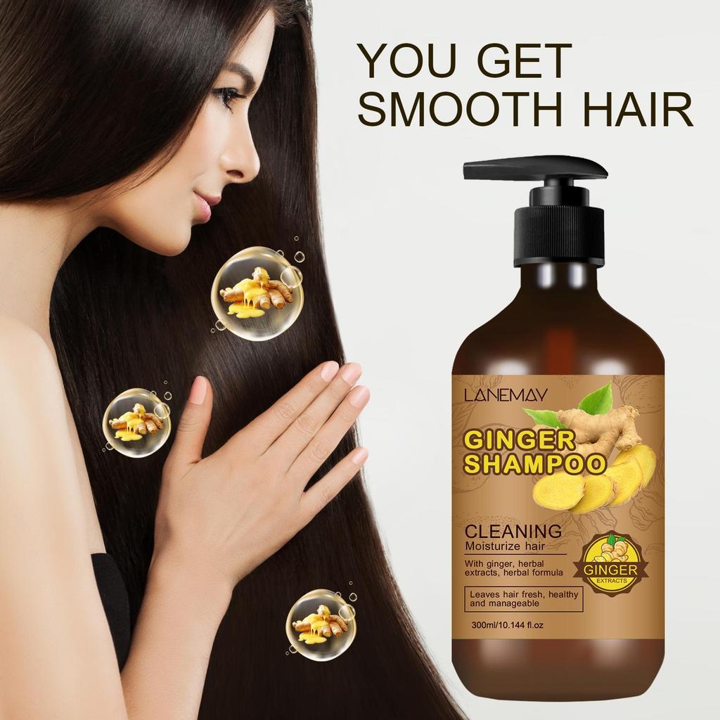 Ingwer-Shampoo – Reinigt und befeuchtet das Haar, stärkt und pflegt das Haar, reduziert Spliss und Haarbruch – Geeignet für alle Haartypen, 300 g