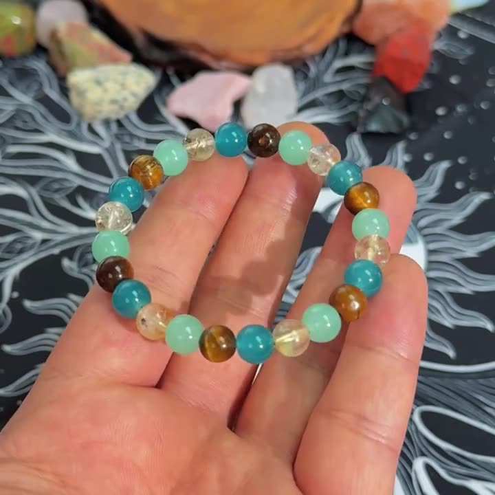 Neues Tigerauge Stein Rauchquarz Armband Handgefertigt Elastisches Seil Armband Großhandel Optimismus und Glück Weihnachtsgeschenk für die Familie