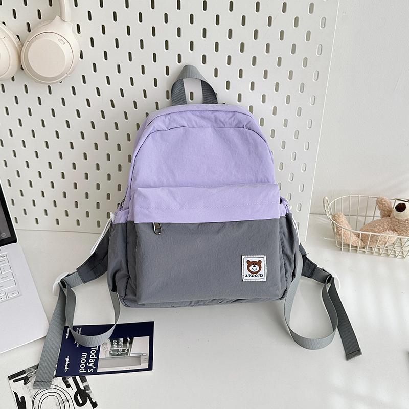 Women Contrast Color Backpack Junior High School Student Travel Small Schoolbag