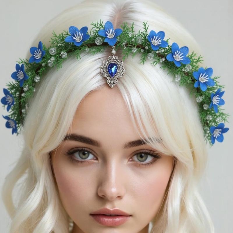Eleganti Fasce Floreali con Strass e Nastro Regolabile Decorazione per Capelli per Donne Ragazze Occasioni Speciali
