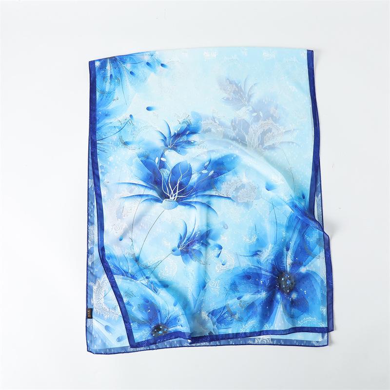 Silk scarf print cut scarf floral premium headscarf travel shawl butterfly sun protection women spring and summer long scarf