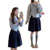 navy blue high waist lotus leaf edge skirt women's summer elastic waist to cover the hips and show thinness A-shaped skirt casual age-reducing skirt