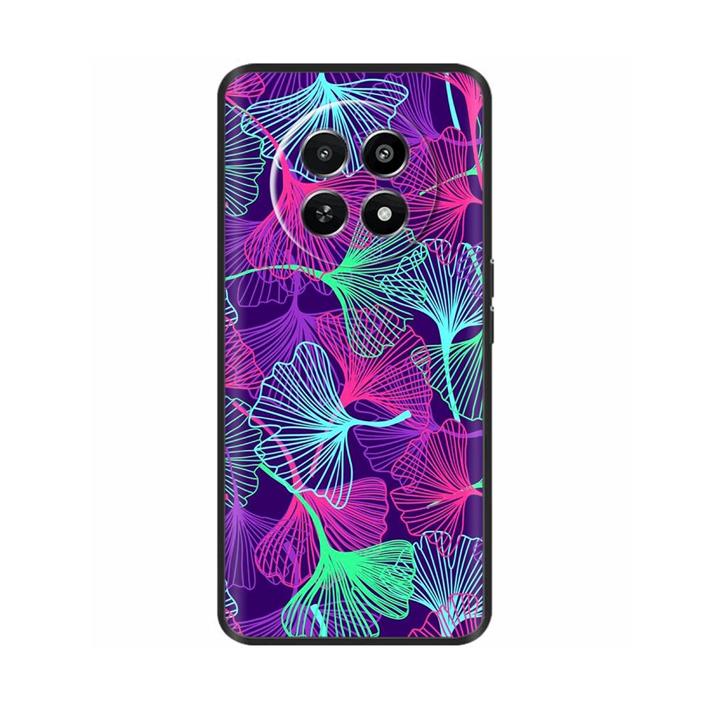 Für Realme 12 5G 12X Handyhülle Cover Blumen Aufdruck Weiches Schwarzes TPU Fundas Für Realme12 12 X Bumper Schale Para Coque Etui Capas