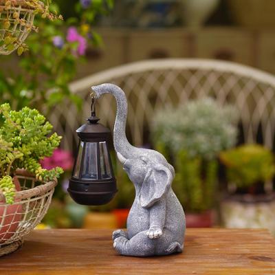 Slon Zahradní socha do exteriéru Krajinná lampa se solárním lucernem Figurka, Kreativní