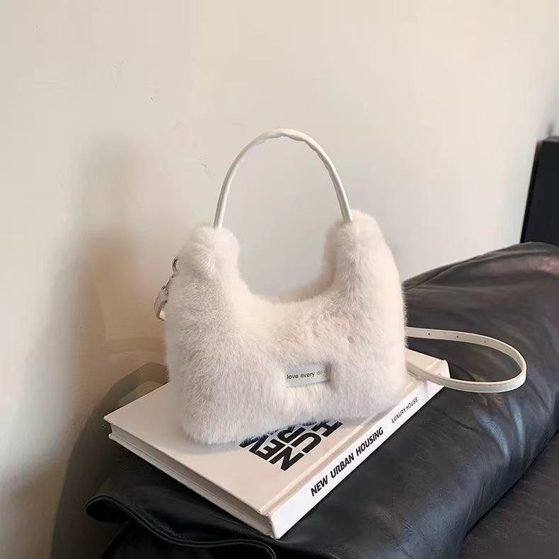 Korean Style Chic Faux Fur Plush Crossbody Handbag