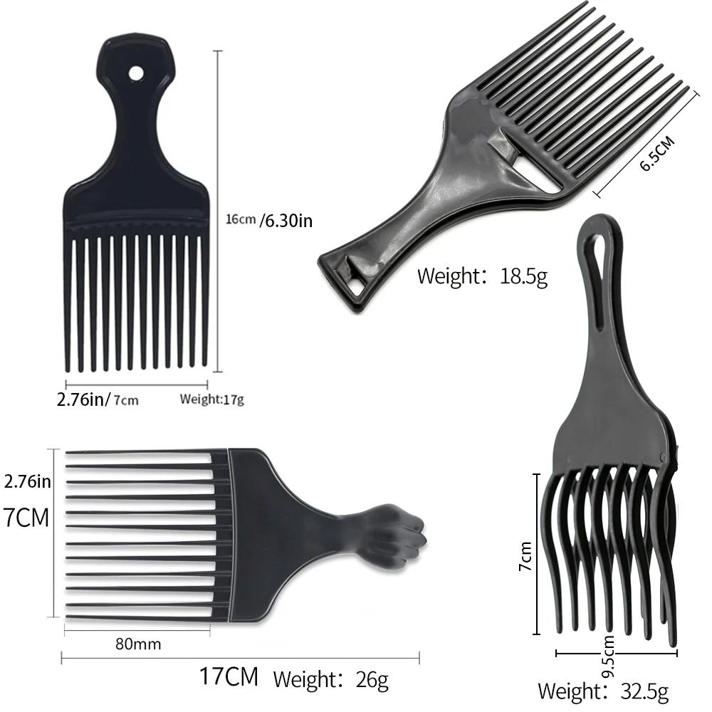 1 PIEZA Peine Insert Black Afro Peine de Plástico Dientes Anchos Púa Horquilla Peine Salón Profesional Herramienta de Peinado Africano Hombres