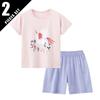 2 Piece Children's Casual Fashion Suit Girl Sweet And Lovely Bow Round Neck Shirt Comfortable And Versatile Elastic Waist Shorts