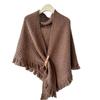 Ladies' Fashionable Tassel Cape Shawl Versatile, Thick And Warm, Solid Color Knotted Scarf, Worn With Camisole On The Outside