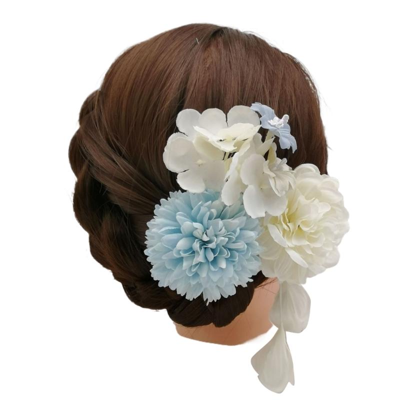 

Chinese Han Costume Hydrangea Hairpin Women Dangling Fringed Flower Hair Stick Hair Comb Hair Styling Tool for Party