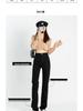 2025 Women's High Waist Black Straight Leg Jeans – Tall, Slimming, Extra Long Trendy Mop Pants