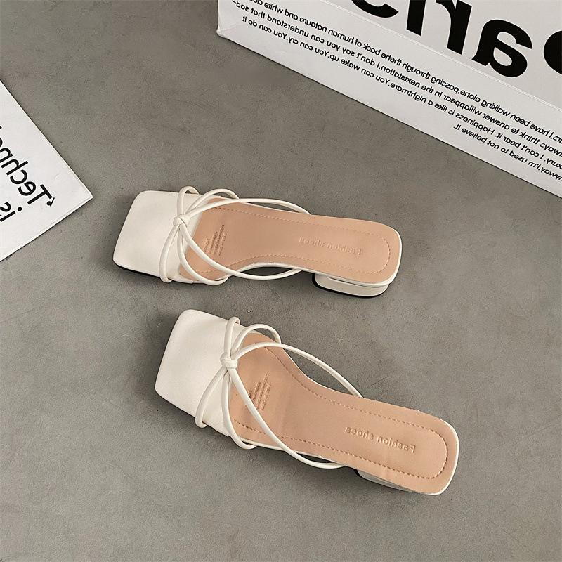 French evening breeze cool slippers summer outer wear women's shoes new year silver square head with skirt thick heel sandals