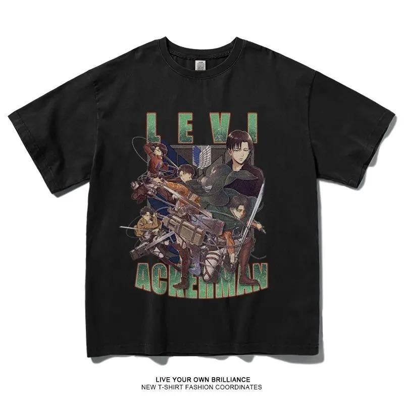 

Футболка Атака на Титанов Alan Mikasa Liwell Японская Анимация Короткий рукав Мужской Тренд Свободный Двумерный Для Пар 4XL