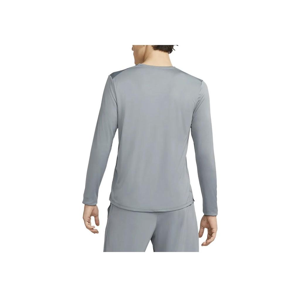 Nike Dri-Fit Solid Logo Print Long Sleeve Sports Tee Men Tops Smoke-Grey DD4577-084