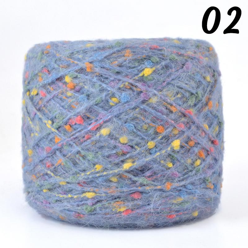 Mohair Yarn Ball with Rainbow Candy Beans Embellishment Soft Wool for Sweater Scarf Bag DIY Crochet Colorful Ball Thread