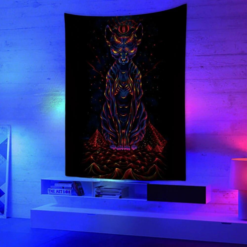 Tapiserie fluorescentă reacție UV psihedelic Atârnat hippie DJ Dormitor dormitor decor independent cameră