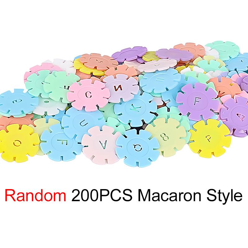 200PCS/Pack Snowflake Building Block Colored Macaron Available Plastic Color Recognition Insert Snowflake School Reward Gift ZYF