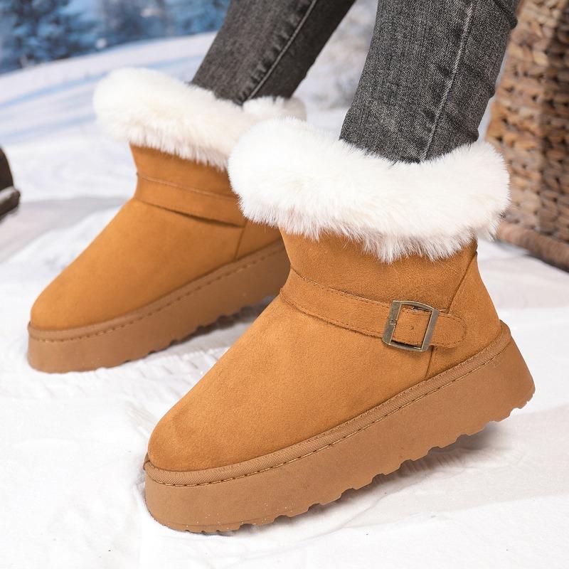 Foreign Trade Casual Cotton Shoes Women's New Autumn and Winter Velvet Thickened Warm Thick Sole Heightened Warm Snow Boots