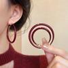 Silver Needle Plain Ring Ankola Red Oil Drop Earrings Exaggerated Design Earrings Korean Simple Temperament Earrings Women