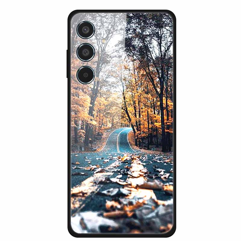 Glass Back Cover For Samsung Galaxy S24 FE Case S24FE Hard Tempered Glass Case For Samsung Galaxy M55 A16 Phone Case Soft Bumper