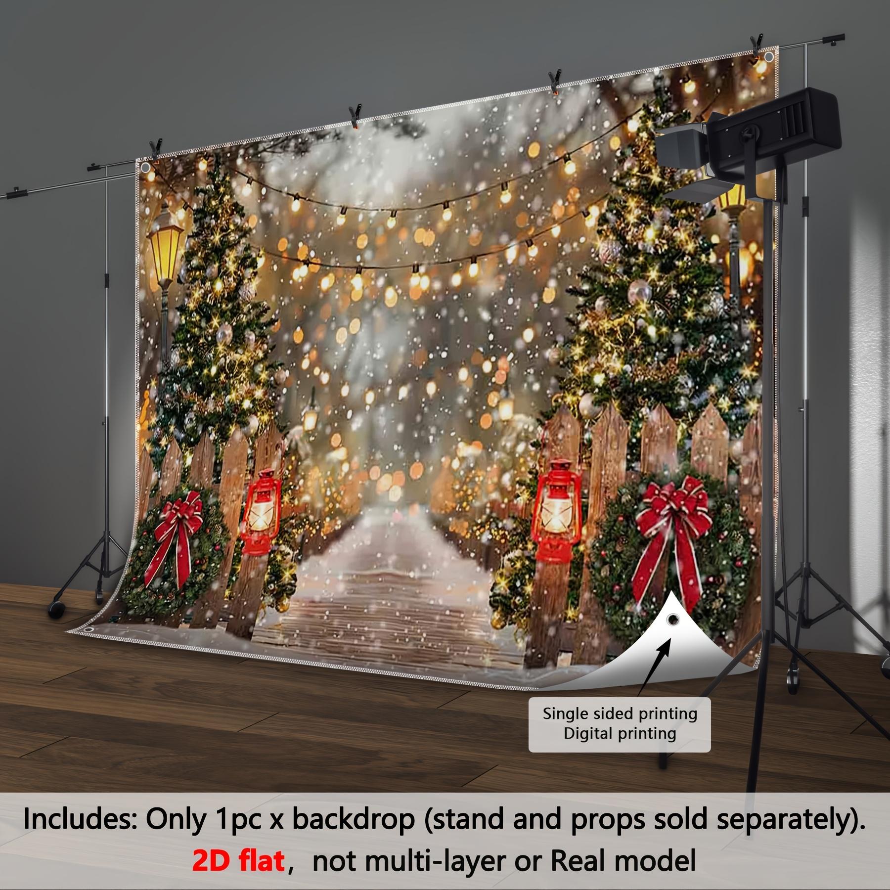 

Christmas Tree Wreath Red Bowknot Scene Decoration Background Winter Photography Backdrop Decorations For Photo Studio Photo Booth Christams Party W100*L75cm