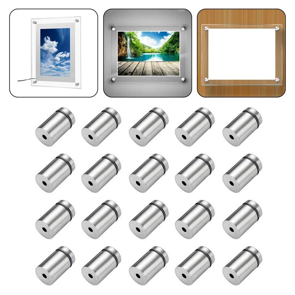 20pcs Advertising Nails 12x20/25/25mm Stainless Steel Screws for Wall Mount Glass/Acrylic Sign Standoff Fixing Screws Hardware