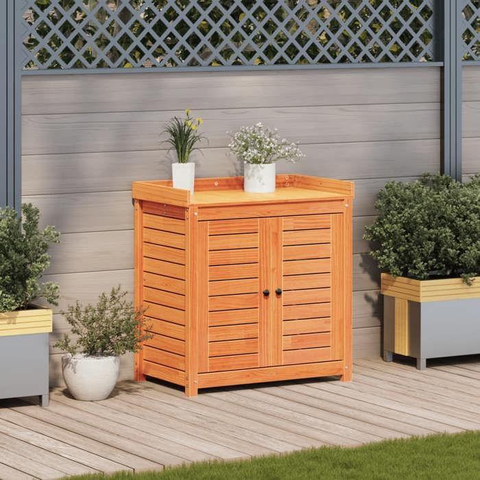 VidaXL Table de Rempotage avec Étagères, Table de Plantation avec Rangement, Banc de Rempotage, Table à Plantes, Marron Bois 844635