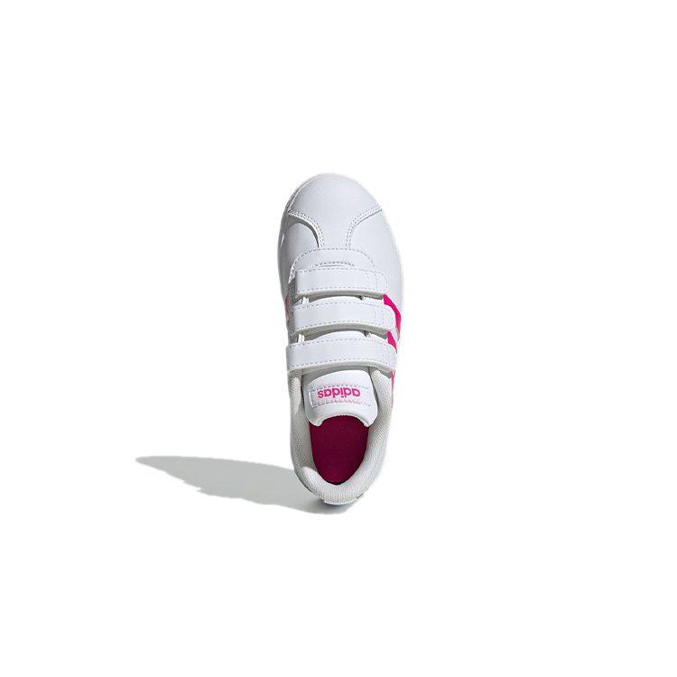 Adidas VL COURT 2.0 Cmf Synthetic Leather Abrasion Resistant Low top Skateboard Shoes White Pink EG3880